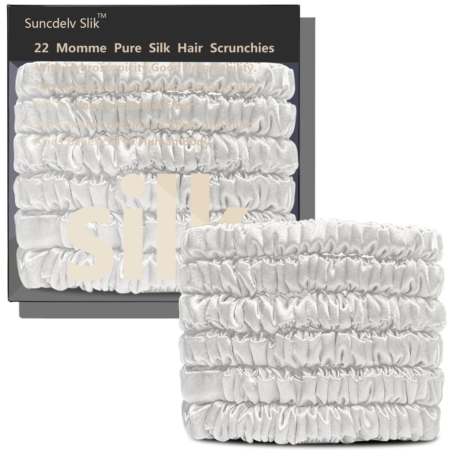 Silk Hair Towel, Friction-Resistant, Amino Acid-Rich, Durable, Breathable (6PCS(Bean Paste, Rose Gold, Rice White))